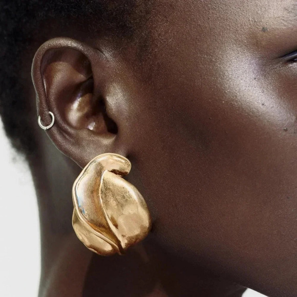 Zara Twisted Gold Earrings - Picture 1 of 10